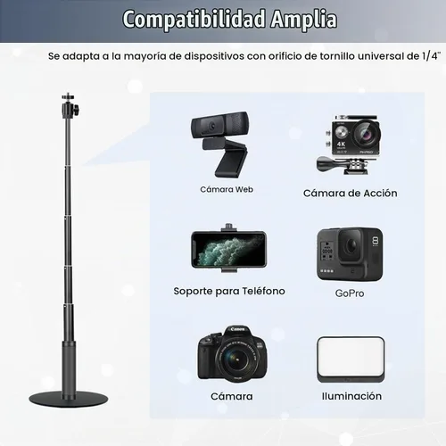 Vista 5 de JCWINY Soporte para cámara web, soporte de cámara web de 28 pulgadas para escritorio, soporte de cámara web ajustable para Logitech Webcam C922