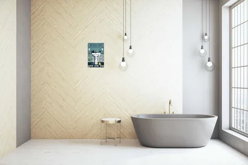 Vista 5 de Cartel divertido de gato negro en metal para decoración de baño, letreros de lata para baño, letreros de pared, decoración divertida para inodoro