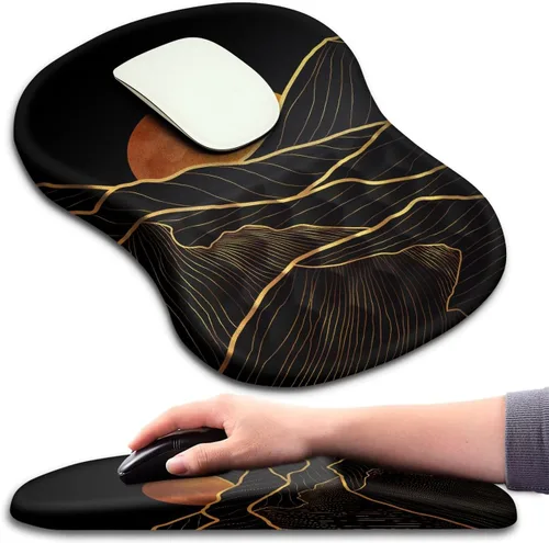 Vista 9 de Alfombrilla de ratón con soporte de muñeca, alfombrilla de ratón ergonómica con punto de masaje, cómoda alfombrilla de ratón para computadora