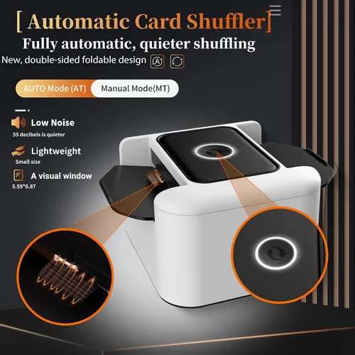 Vista 3 de Barajador de tarjetas automático recargable para bicicleta Skip-Bo Skyjo de Blanco