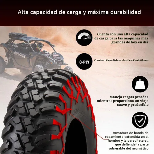 Vista 6 de Tusk Racing Cuatro neumáticos radiales Tusk TERRABITE de 8 capas para UTV de 30x10-14 montados en ruedas Tusk CASCADE - CAN-AM MAVERICK DEFENDER