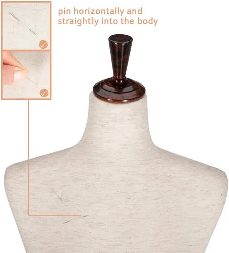 Vista 5 de Bonnlo Maniquí femenino mejorado con forma de torso para vestido, cuerpo de maniquí con soporte ajustable de goma y madera para exhibir joyería