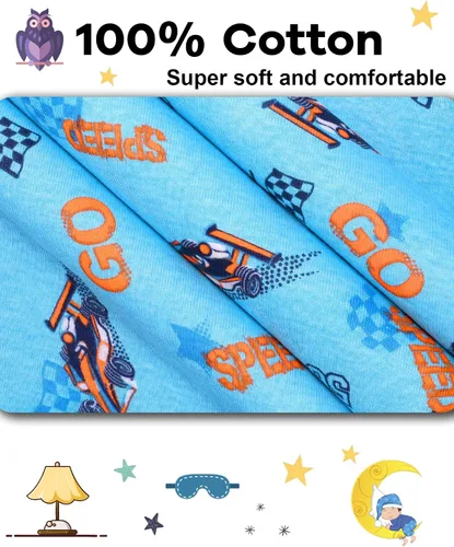 Vista 5 de DAUGHTER QUEEN Pijama para niños de 4 piezas, 100% algodón, talla 18 meses a 12 años
