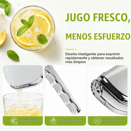Vista 5 de Exprimidor manual de limón de acero inoxidable duradero, exprimidor de cítricos de mano para una extracción eficiente del jugo de limón, lima