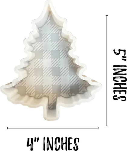 Vista 3 de Árbol de Navidad a cuadros a cuadros Luces navideñas Freshie molde de silicona resistente al calor para hornear Perlas aromáticas perfumadas