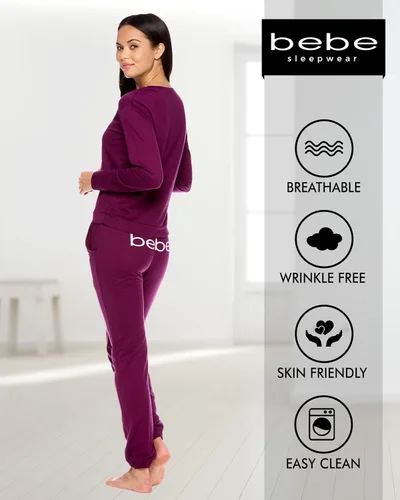 Vista 4 de bebe Conjunto de pijama de manga larga con puños y pantalones ajustados para mujer