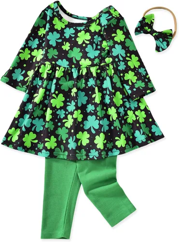 Vista 9 de Aalizzwell Conjunto de túnica floral para niñas pequeñas para otoño e invierno Naranja