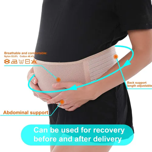 Vista 4 de SIYWINA Cinturón de maternidad Cinturón de apoyo para embarazo, banda de apoyo abdominal, correa de apoyo abdominal para el vientre y la espalda
