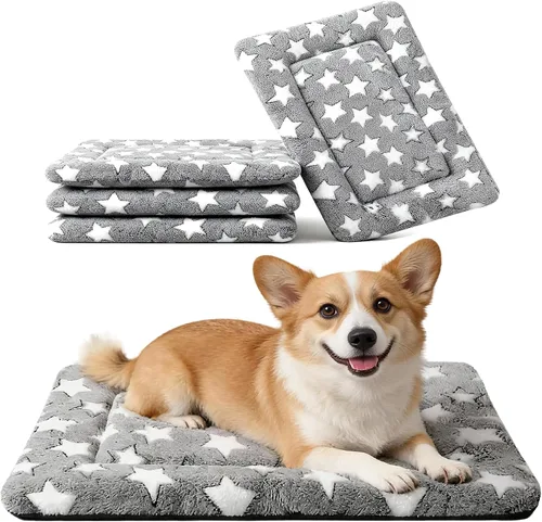 Vista 9 de Tapete de cama para perro, almohadilla reversible para jaula de perro con alfombrilla lavable y espuma suave, cama plana para mascotas para perros
