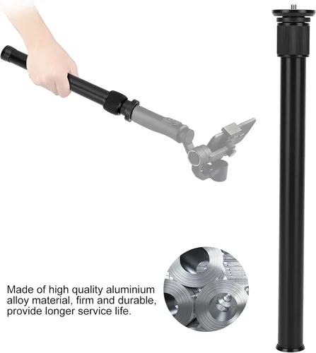 Vista 3 de Varilla de extensión de cámara, aleación de aluminio universal de 13.0-23.6 in, monopod de mano ajustable, soporte de montaje (negro)