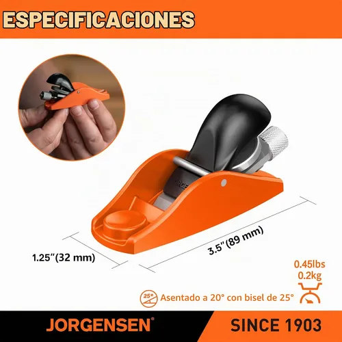 Vista 8 de JORGENSEN 3.5" Mini cepilladora de madera - Mini cepilladora de mano para carpintería, bloque plano, pequeña mano plana para recorte, cepillado