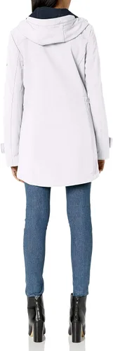 Vista 2 de Tommy Hilfiger Chaqueta suave para mujer, impermeable a medida con babero de forro polar extraíble y capucha, Azul, blanco, rojo.