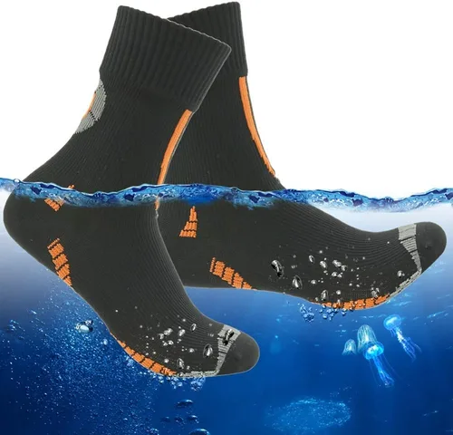 Vista 14 de RANDY SUN Calcetines impermeables, calcetines unisex para senderismo, vadeo, trail running, kayak, tipo crew