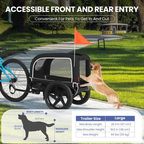 Vista 9 de Sepnine Remolque de bicicleta para perro, carrito de perro para bicicleta, adecuado para mascotas pequeñas y medianas, marco de carrito fácil