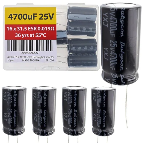 Vista 28 de 100uF 50V 8X11.5mm Rubycon Electrolytic Capacitor Low ESR 0.17Ω Long Life 36yrs at 55 Degree C mfd mircofarad Micro Farad C Radial Lead Aluminum
