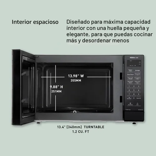 Vista 7 de Panasonic Horno microondas para encimera, 1.2 pies cúbicos, 1250W, tecnología inversora con sensor Genius, acero inoxidable - NN-SN67QS