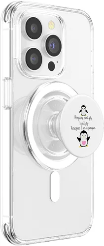 Vista 3 de Penguin Can't Fly I Can't Fly Therefore I Am A Penguin Lover PopSockets MagSafe PopGrip para iPhone