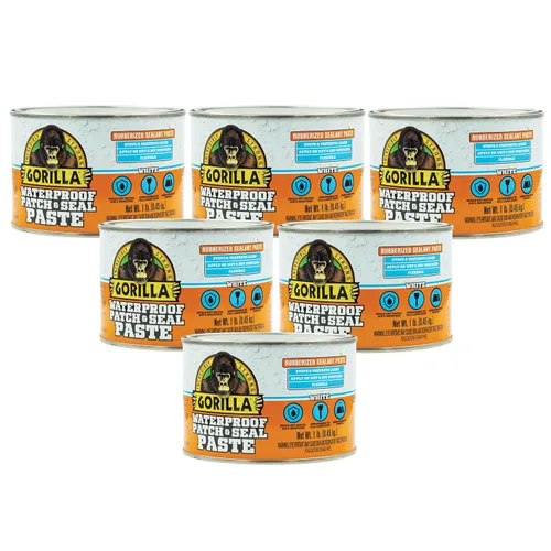 Vista 13 de GORILLA - Pasta selladora de goma impermeable para parche y sellado, negra, lata de 1 libra (paquete de 1)