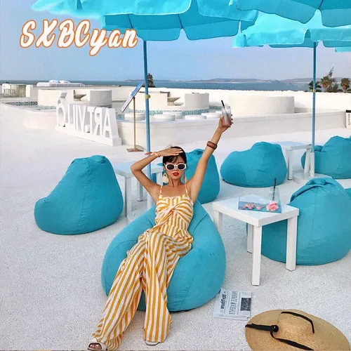 Vista 2 de Funda impermeable para puf para exteriores (sin relleno) para jardín, playa, piscina, puf flotante, puf, silla Oxford para niños y adultos