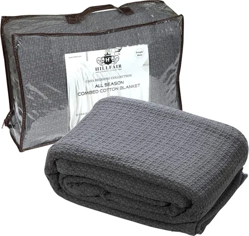 Vista 7 de HILLFAIR Manta 100% algodón peinado, manta de cama Twin XL, suave, acogedora, cálida, mantas multipropósito para decoración del hogar de lujo, 66 x
