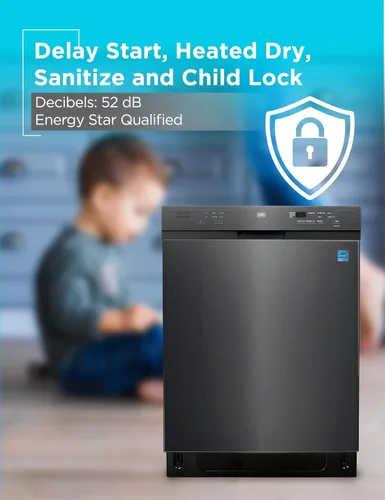Vista 7 de BLACK+DECKER Lavavajillas empotrado de 24 pulgadas, capacidad para 12 cubiertos con tina de acero inoxidable, lavavajillas con 6 programas