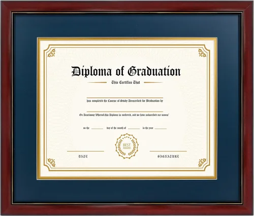 Vista 9 de GraduatePro Marco de diploma de certificado de 8.5 x 11, madera maciza y acrílico con protección UV, acabado cereza con ribete dorado