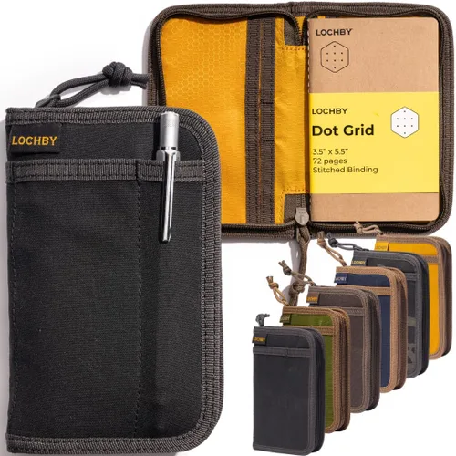 Vista 10 de LOCHBY® Carpeta Field A5 Cubierta de carpeta de 6 anillas Lona encerada resistente al agua Diseño plano Sistema A5 apto para recargar