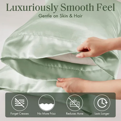 Vista 24 de Madison Park Essentials - Juego de sábanas de satén de lujo y sedoso con brillo natural, bolsillo elástico de 14 pulgadas para colchones de hasta 16