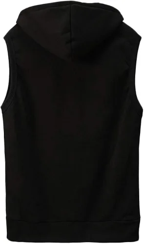 Vista 2 de Martmory Sudadera con capucha y cremallera para hombre, sin mangas, casual, para entrenamiento, gimnasio, culturismo, fitness, deportes, chalecos