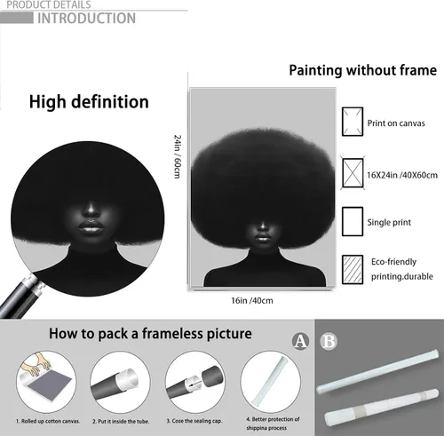 Vista 7 de Póster de personas negras, arte de mujeres afroamericanas, arte minimalista para mujer, impresión de mujer afro, obra de arte moderna, 16 x 24