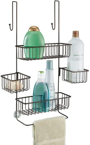 Vista 5 de iDesign Metalo - Organizador de ducha para baño, sobre la puerta, con cestas de almacenamiento para champú, acondicionador, jabón, color negro mate