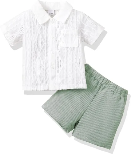 Vista 7 de Conjunto de ropa de verano para bebé y niño, camiseta de manga corta de algodón, pantalones cortos de dinosaurios, conjunto de ropa para niño