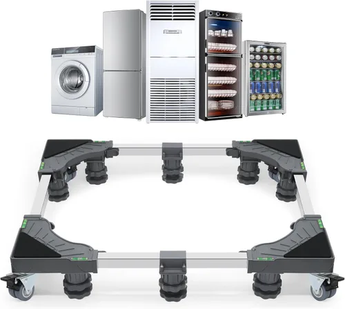 Vista 8 de W B D WEIBIDA Rodillo Móvil con 4 Ruedas con Seguro, Plataforma Rodante Ajustable para Muebles, Soporte para Mini Refrigerador, Carrito