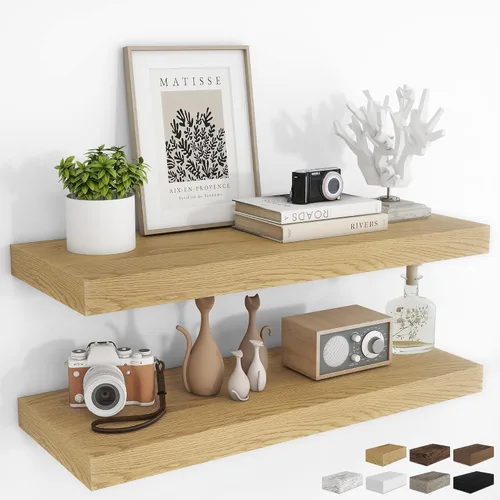 Vista 39 de RICHFOCUS Estantes flotantes de 8 pulgadas para estantes cuadrados de pared para dormitorio, cocina, baño, estante flotante de madera rústica