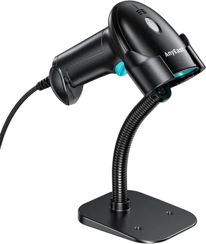 Vista 11 de Escáner de código de barras con soporte, Inventario con cable USB 2D 1D Escáner de código QR para computadora POS MAC con escaneo automático