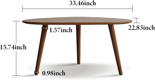 Vista 8 de Mesa de centro ovalada 100% madera de roble macizo, pequeña mesa de centro moderna de mediados de siglo y mesa auxiliar lateral redonda, fácil