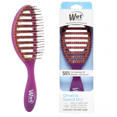 Vista 13 de Wet Brush - Cepillo de cerámica para desenredar en seco, color negro, cepillo ventilado para el cabello