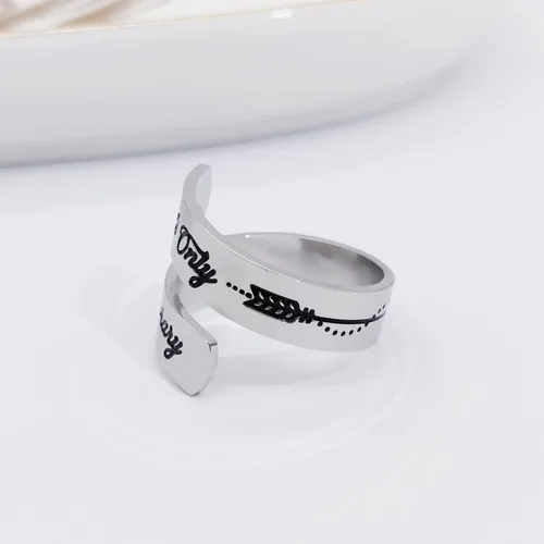 Vista 27 de HOFOYA Anillos inspiradores ajustables de acero inoxidable, anillos de grabado, joyería motivacional, graduación, San Valentín, regalos