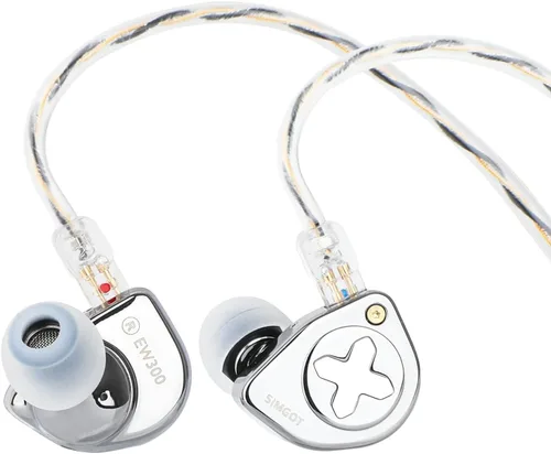 Vista 10 de Linsoul SIMGOT EW300 - Audífonos intrauditivos híbridos de alta fidelidad, 1DD+1Planar+1PZT, auriculares con cable IEM, auriculares