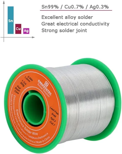 Vista 6 de Alambre de soldadura sin plomo Núcleo de flujo de colofonia 1.1 libra Soldadura electrónica Actividad eléctrica Diámetro de soldadura 0.04 Calibre