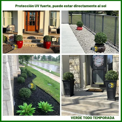 Vista 8 de ALL SEASON GREEN Juego de 2 plantas artificiales de boj de 2 pies de altura y 18 pulgadas de ancho, plantas topiarias artificiales en maceta