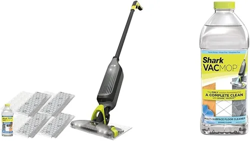 Vista 15 de Shark VACMOP - Trapeador de vacío inalámbrico para suelos duros, incluye 2 almohadillas VACMOP desechables y una solución VACMOP de 12 onzas, gris