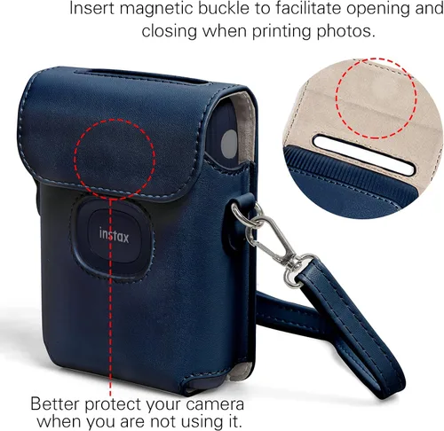 Vista 4 de MIni Link 2 - Funda de piel sintética para impresora Fujifilm Instax Mini Link 2 con correa de hombro ajustable