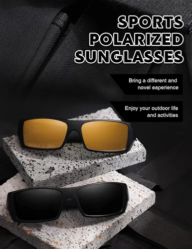 Vista 6 de TIANYESY Gafas de sol polarizadas para hombres y mujeres modernas retro deportivas rectangulares envolventes vintage protección de tiro