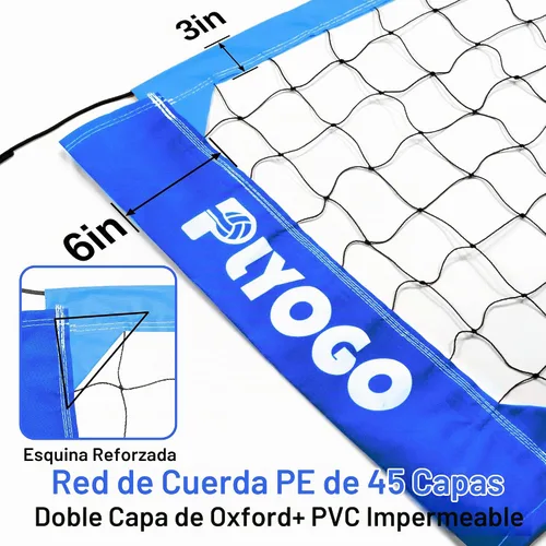Vista 4 de Heavy Duty Volleyball Net for Backyard&Outdoor,Anti-Sag Design Azul