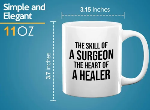 Vista 5 de Taza de café de cirujano de 11 oz, color blanco - La habilidad de un cirujano - Recovery Doctor Sick Friends Enfermedad Enfermedad