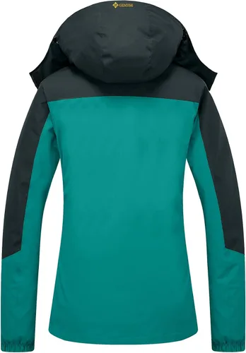 Vista 2 de GEMYSE Chaqueta de esquí impermeable 3 en 1 para mujer, con forro acolchado, abrigo de invierno aislado