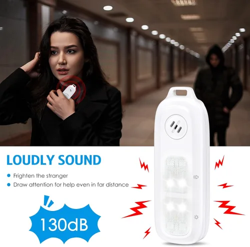 Vista 3 de AMIR Alarma de seguridad personal para mujer, linterna recargable con clip, alarma personal de sonido seguro de 130 dB con luces estroboscópicas