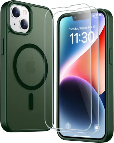 Vista 141 de SPIDERCASE Funda magnética translúcida diseñada para iPhone 11, con 2 protectores de pantalla de vidrio templado, antihuellas, para iPhone 11 de 6.1