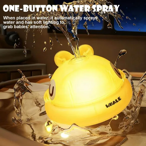Vista 2 de Juguetes de baño para bebés, juguetes de baño para niños de 1 a 3 años, juguetes de bañera recargables con rociador de ballenas iluminados, juguetes